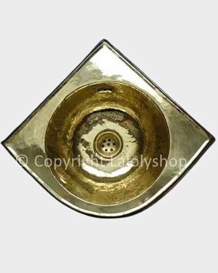 Lave-mains en cuivre doré d'angle 30 x 30 cm - à encastrer